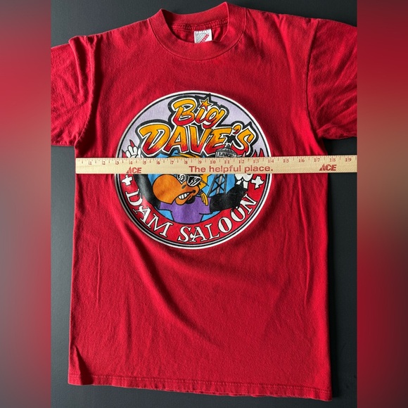Vintage 90's Big Dave's Dam Saloon Graphic Tee - Size SMALL - Picture 4 of 7